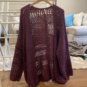 Free People Burgundy Cardigan